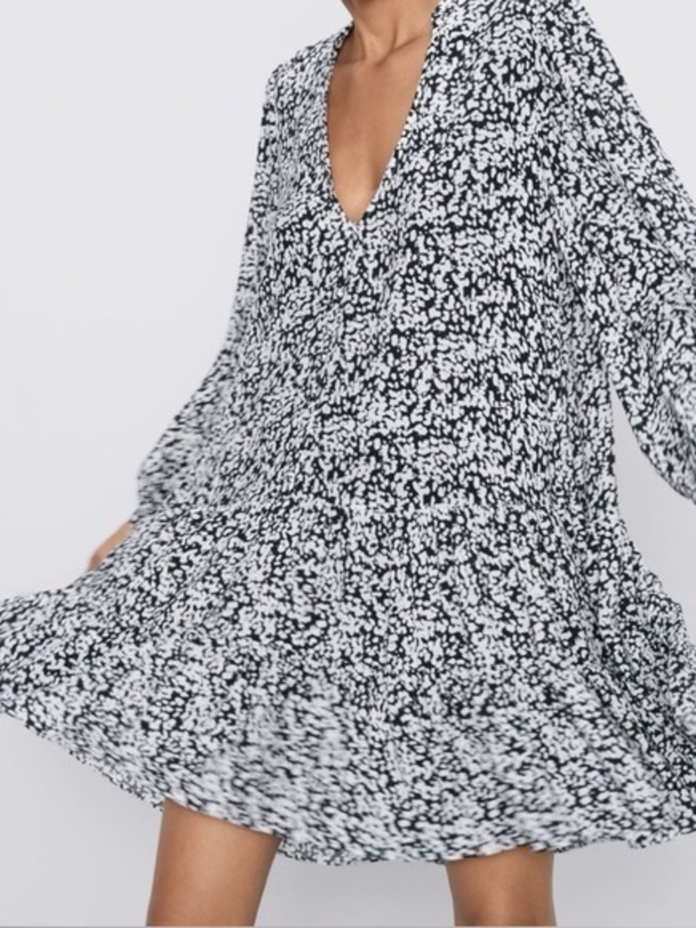 Zara Black and White Printed Mini Dress